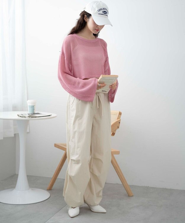 WEGO ショートメッシュニットプルオーバー ピンク