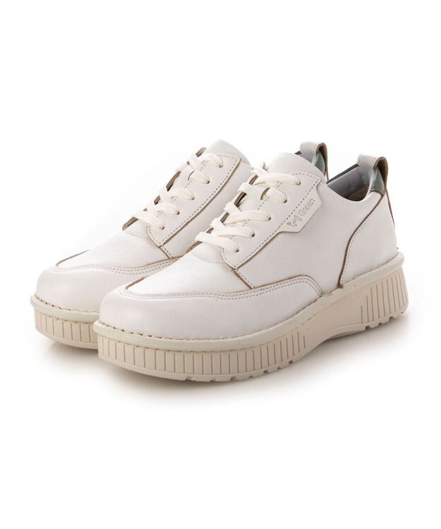 ing <ing>【サスティナブル】厚底レースアップスニーカー ホワイト