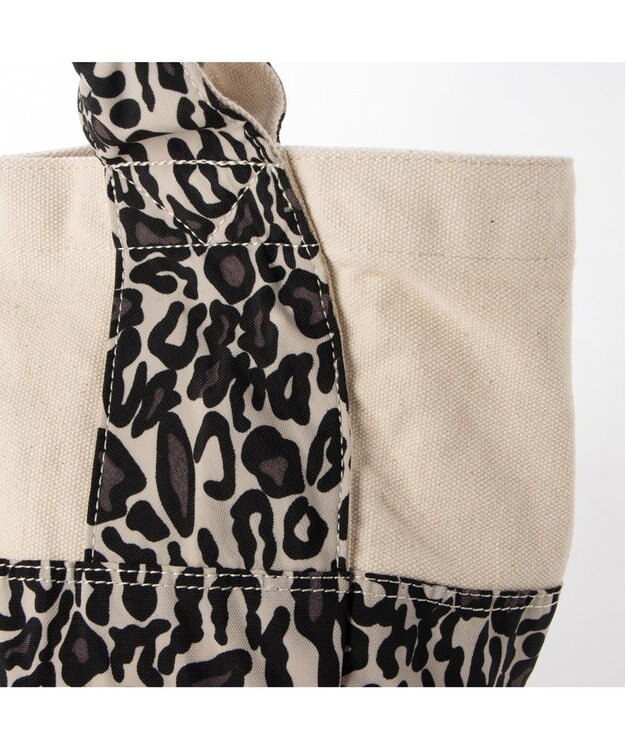 UNBILLION cachecache 製品洗いキャンバス×ナイロントートL レオパードアイボリー