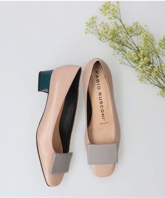 INTER-CHAUSSURES 【FABIO RUSCONI】オーナメントパンプス ライトベージュコンビ