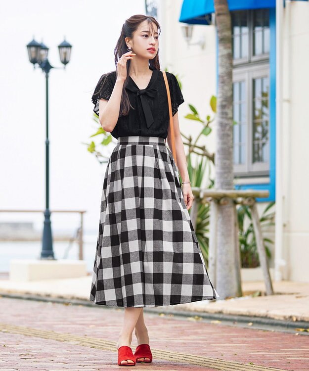 Tiaclasse 【洗える】幅広く活躍が期待できるボウタイレースブラウス ブラック