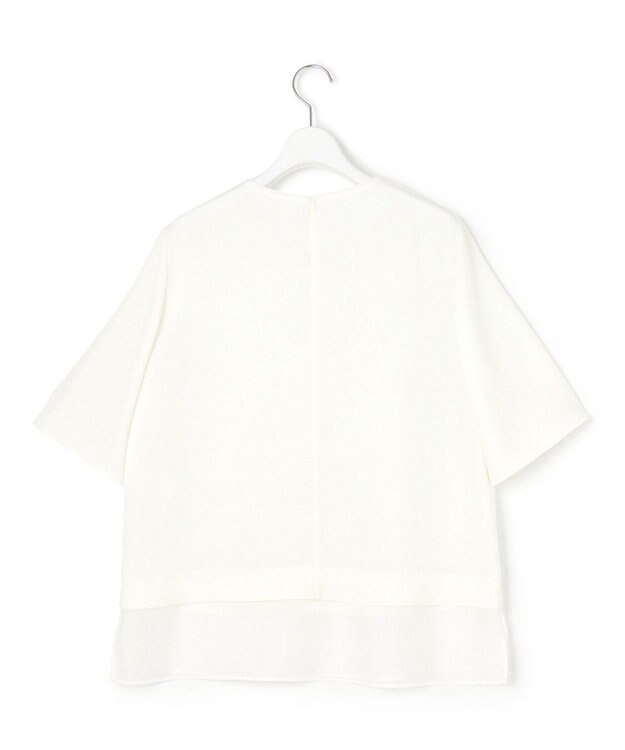 23区 【吸水速乾/UVカット/接触冷感】ストレッチジョーゼット シアーコンビ カットソー ホワイト系