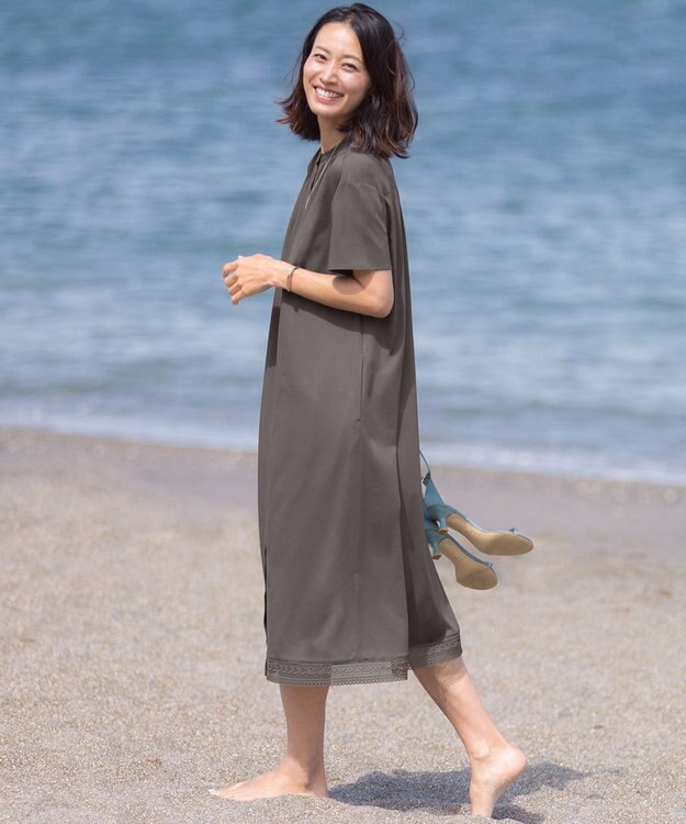 J.PRESS LADIES 【WEB限定】プレーティングジャージー ワンピース スレート系