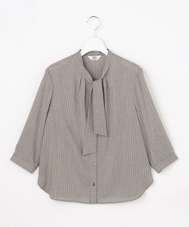 J.PRESS LADIES L 【シーンレスに活躍】ウォッシャブルキュプラツイル ボウタイ ブラウス ダークブラウン系