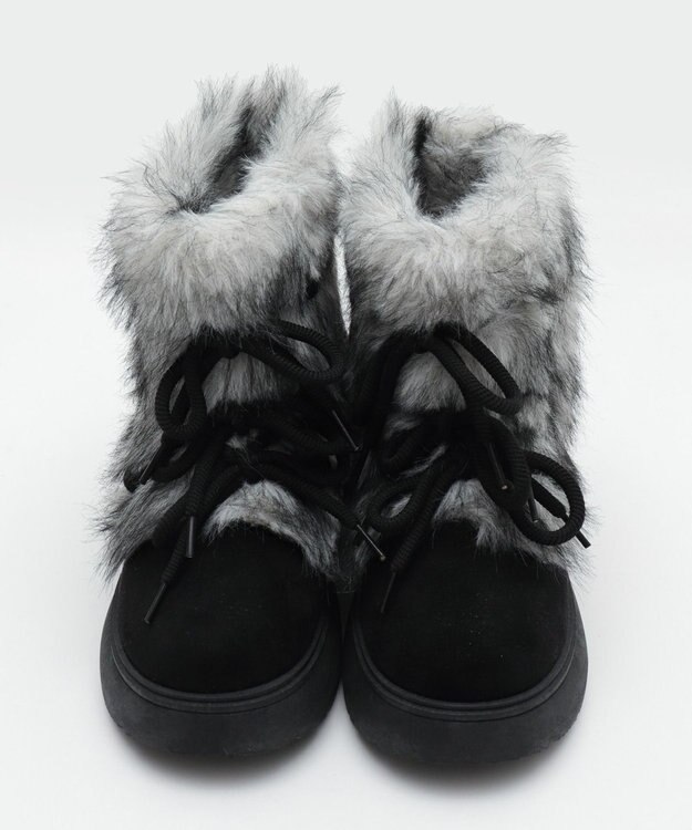 WEGO ボリュームファーレースアップFムートンブーツ ブラック