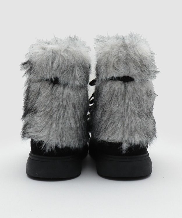 WEGO ボリュームファーレースアップFムートンブーツ ブラック