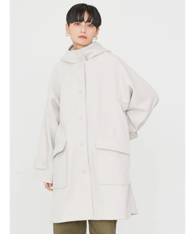 AMERICAN HOLIC 中空ＦＩＢＥＲ２ＷＡＹフード付きコート Light Gray