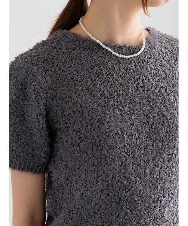 Te chichi テープヤーン前後2WAY5分袖カーディガン グレー