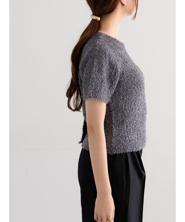 Te chichi テープヤーン前後2WAY5分袖カーディガン グレー