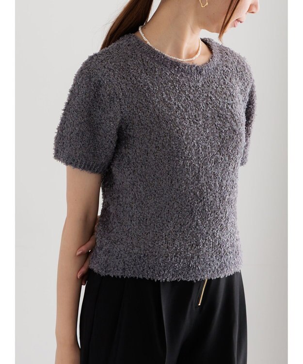 Te chichi テープヤーン前後2WAY5分袖カーディガン グレー