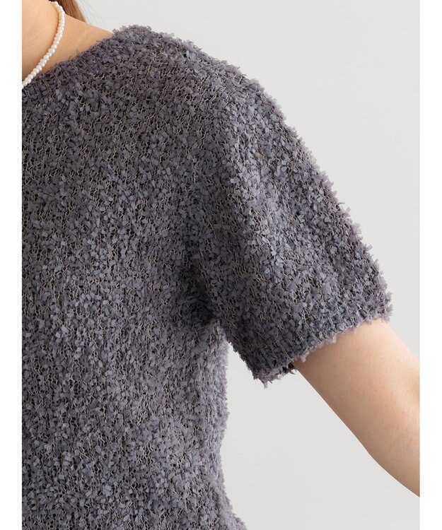 Te chichi テープヤーン前後2WAY5分袖カーディガン グレー