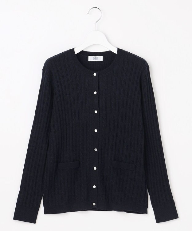 J.PRESS LADIES KNIT BASIC クルーネック カーディガン ネイビー系