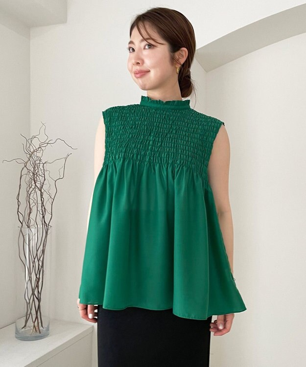 UNFILO 【WEB限定】シアーシャーリングブラウス グリーン