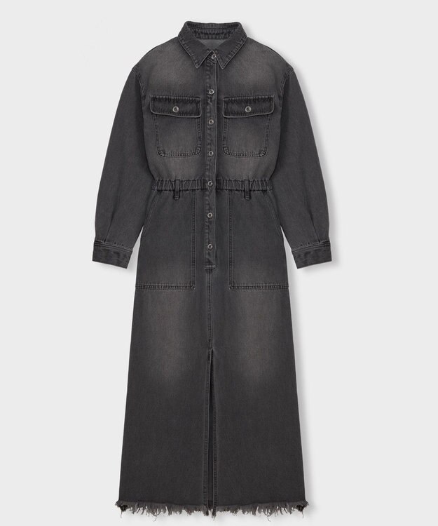 GRACE CONTINENTAL デニムドロストスリットワンピース ブラック