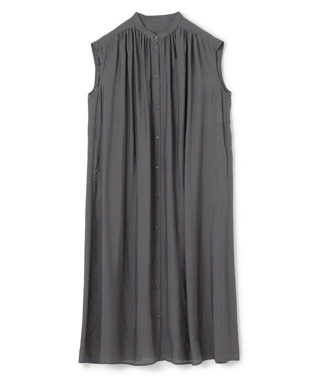 UNFILO ヴィンテージシアー ギャザーワンピース チャコール