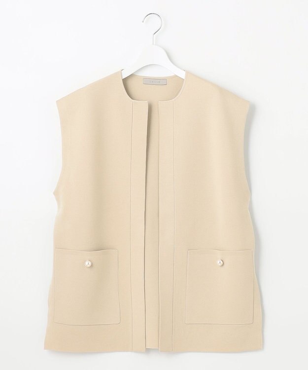 UNFILO 【軽量/ストレッチ/シワになりにくい】ミラノリブ ハーフジレ ベージュ