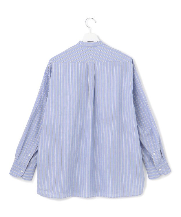 J.PRESS YORK STREET 【UNISEX】タイプライターストライプ バンドカラーシャツ サックスブルー系1