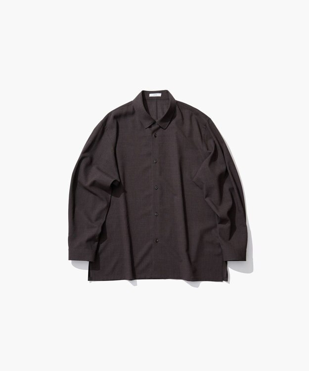 ATON TWIST WOOL WASHER | オーバーサイズシャツ - UNISEX BROWN TOP