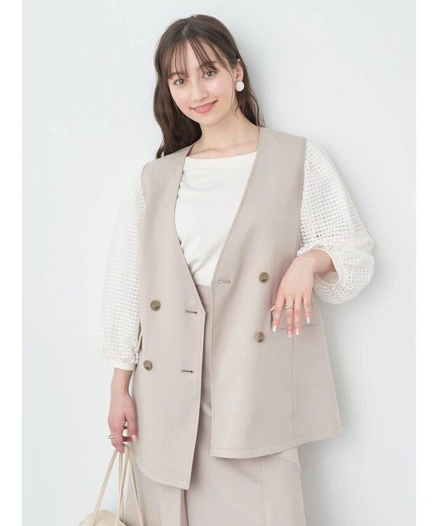 earth music&ecology ノーカラージレ Beige