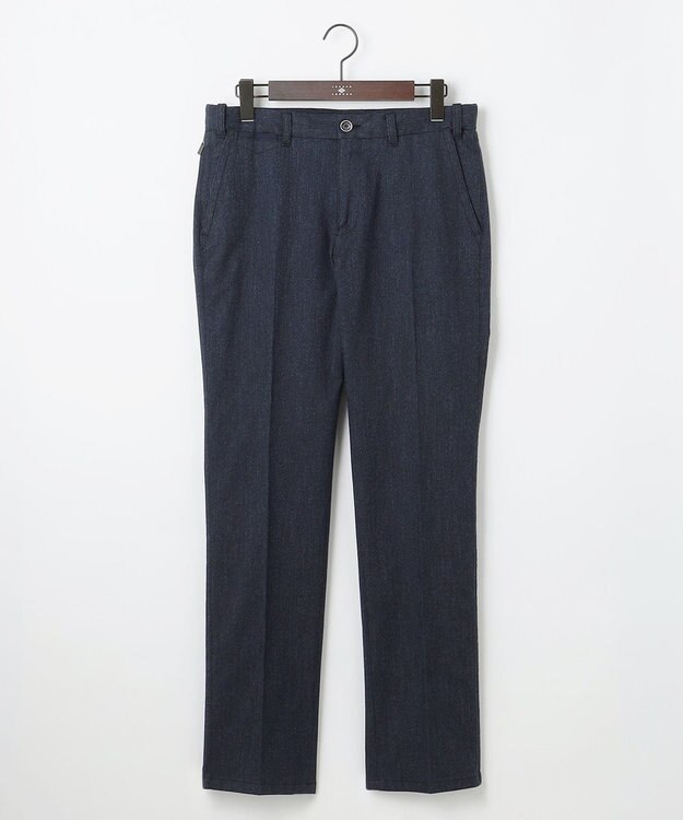 JOSEPH ABBOUD 【キングサイズ・ウエストも伸びる!オーガニックコットン使用】ムリネへリンボンストレッチ パンツ ネイビー系