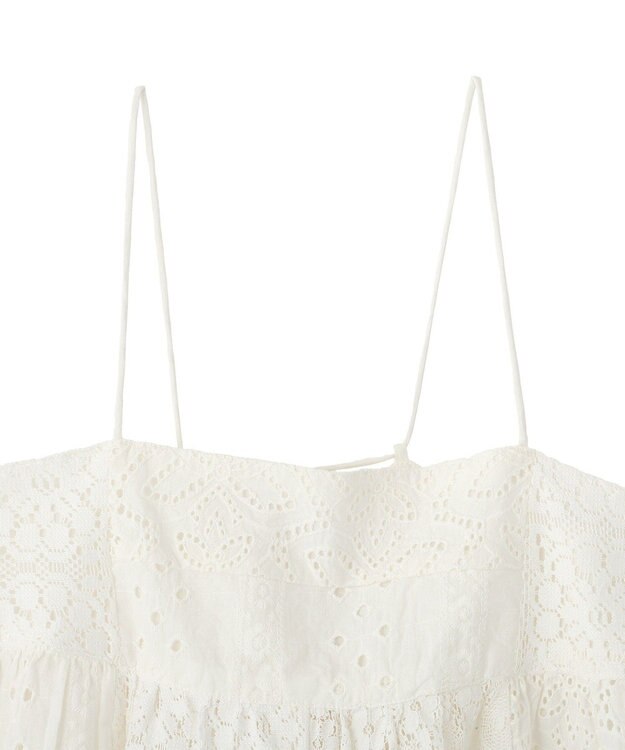 earth music&ecology 【セットアップ対応】【WEB・一部店舗限定】パッチワークレースキャミソール Off White