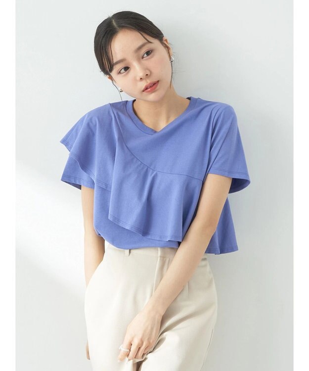 earth music&ecology フロントフリルプルオーバー Blue