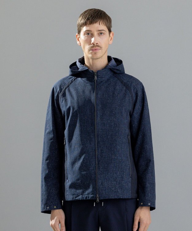 JOSEPH HOMME クールドッツストレッチ　フードブルゾン ネイビー系