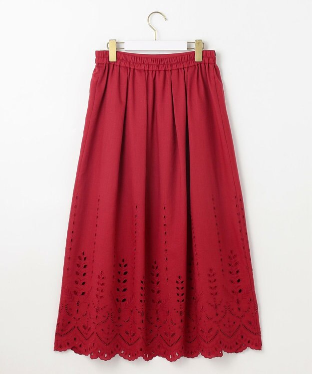 ANY SIS S 【洗える】カットワークエンブロイダリー スカート レッド