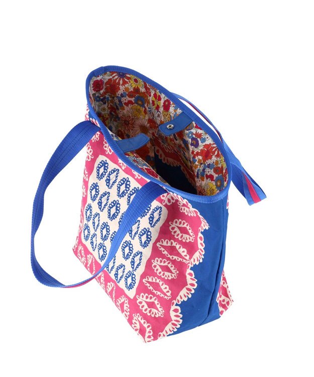 tsumori chisato CARRY ダイヤモンドフラワー トートバッグ リバーシブル 花柄 ブルー