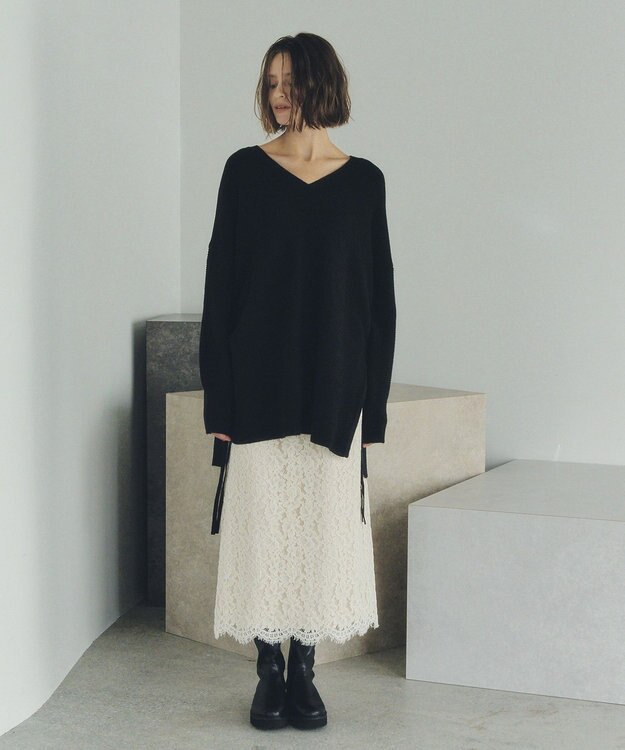 YECCA VECCA Vネックドロストデザインニット Lime Green