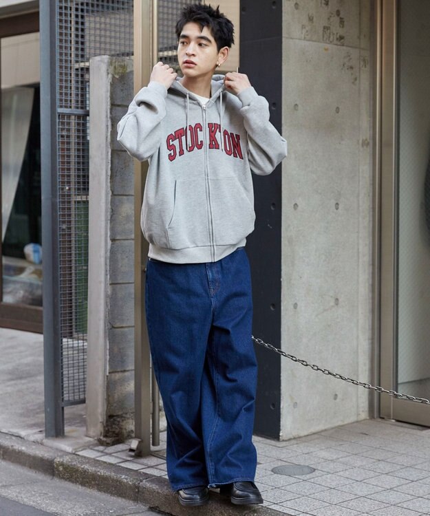 WEGO 【ユニセックス着用ITEM】ワッペンロゴZIPパーカー 杢グレー