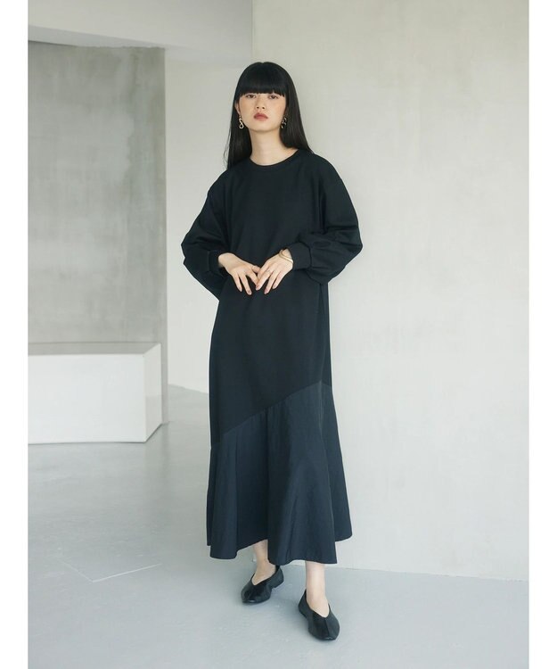 Green Parks armonia．布帛切り替えポンチワンピース Black