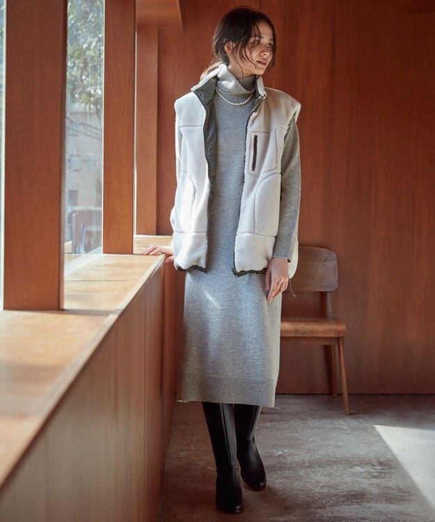 23区 L 【SLOW/一部店舗限定】ウールナイロンニット ワンピース ライトグレー系