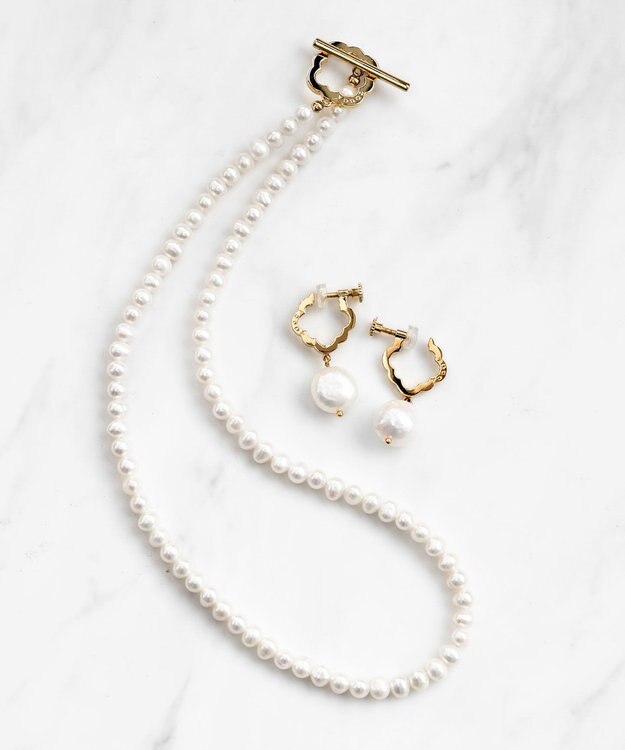TOCCA OPEN CLOVER PEARL NECKLACE 淡水パール 2WAYネックレス ゴールド系
