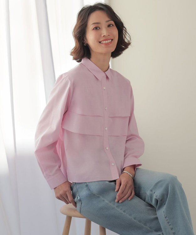 J.PRESS LADIES 【WEB限定カラーあり・一枚で着映え】COTTON TEX シャツ ブラウス ピンク系