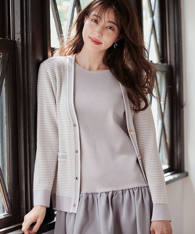 ANY SIS 【美人百花11月号掲載】クラシカルカーデ×ミディワンピ セット ロイヤルラベンダー