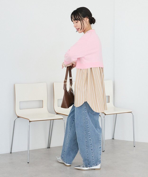 CRAFT STANDARD BOUTIQUE バンドカラーシャツ Stripe Beige