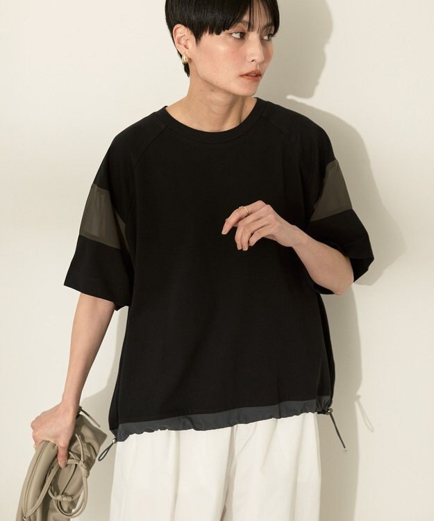 AMERICAN HOLIC 異素材ライン切替プルオーバー Black