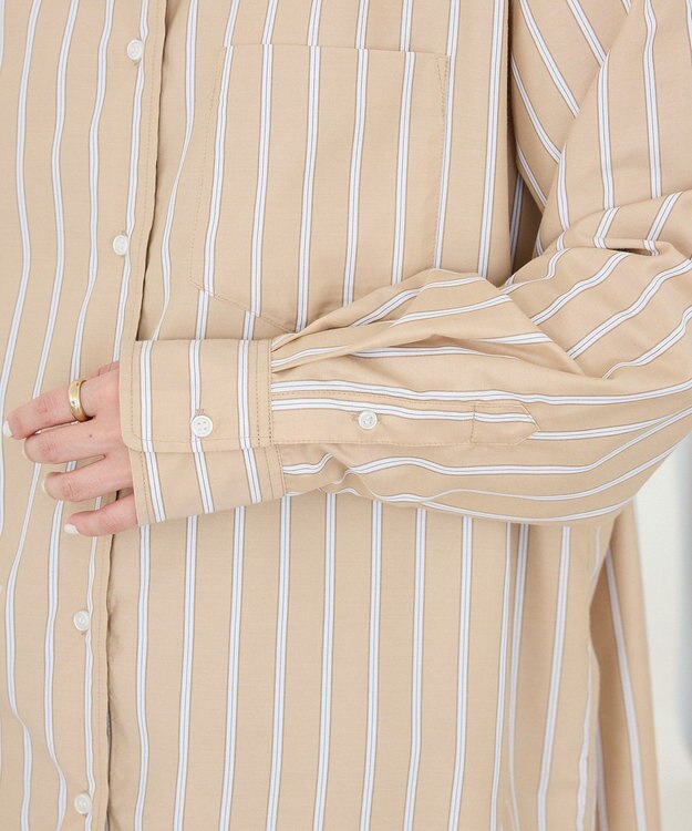 CRAFT STANDARD BOUTIQUE バンドカラーシャツ Stripe Beige