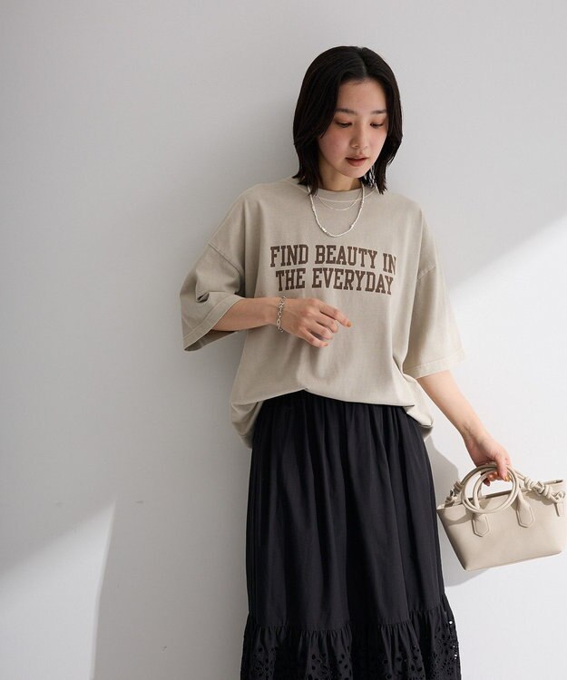 Green Parks ピグメントロゴＴシャツ Beige