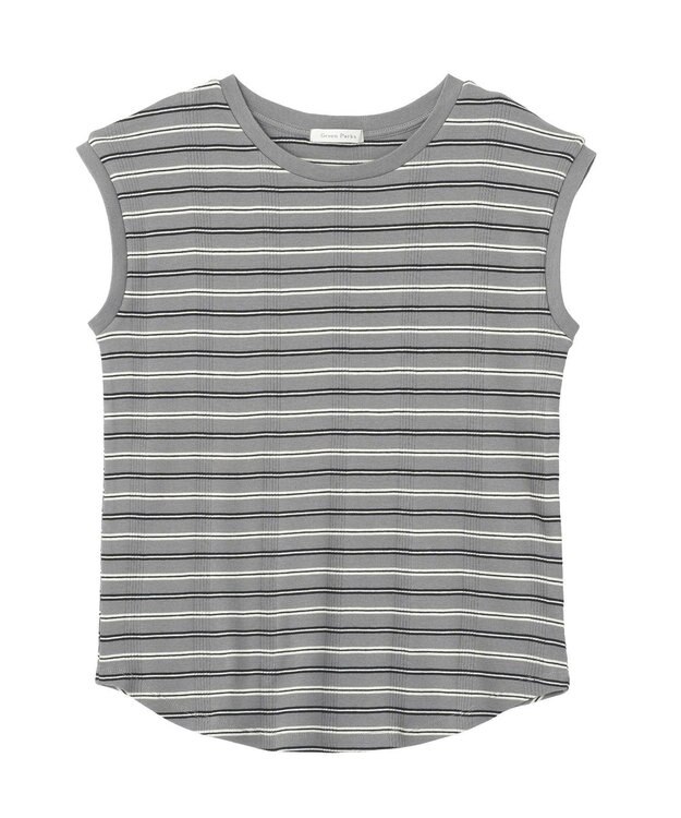 Green Parks マルチボーダーフレンチプルオーバー Gray