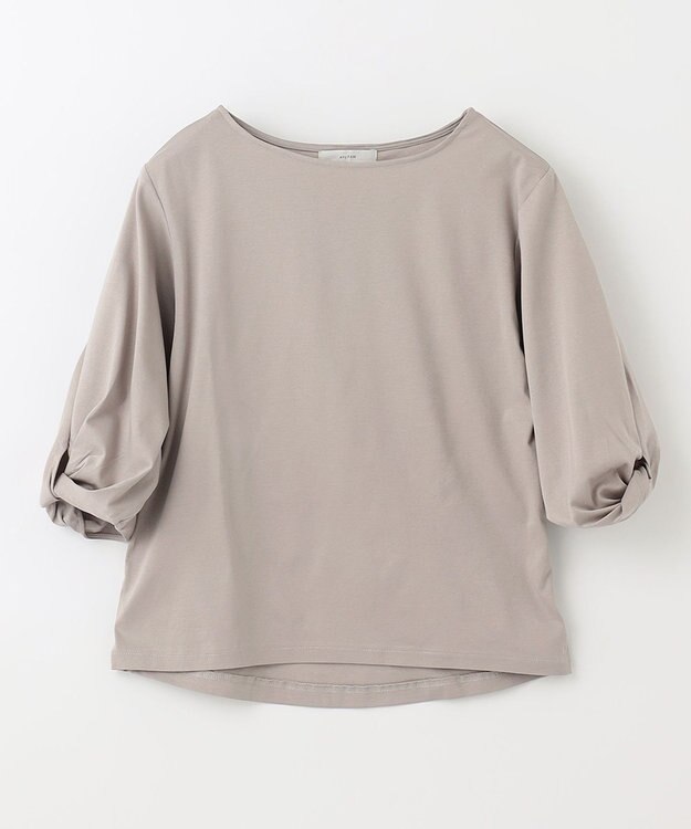 ANY 【接触冷感】シルケットスムース ツイストスリーブトップス グレージュ