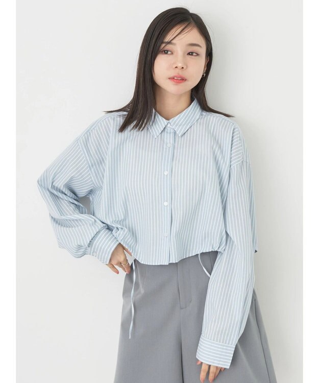 earth music&ecology ドロストヘムショートシャツ Stripe