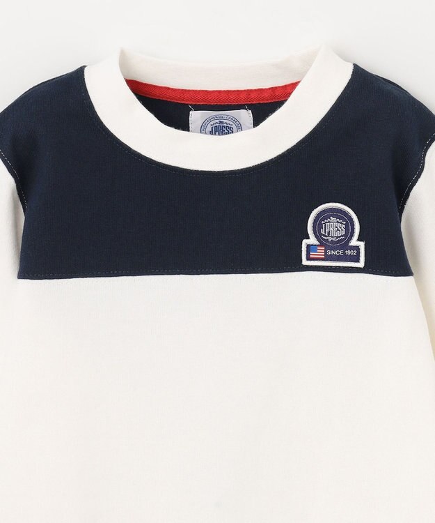 J.PRESS KIDS 【110-130cm】切替×袖プリント 長袖Tシャツ オフホワイト系
