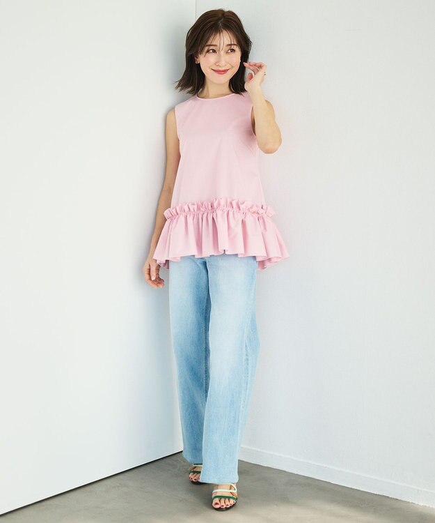 #Newans タックフリルヘムシャツ ピンク