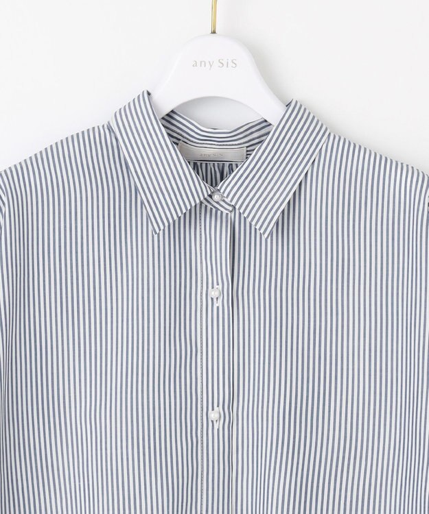 ANY SIS 【UVケア】イージーケアストライプ シャツ ブルーストライプ