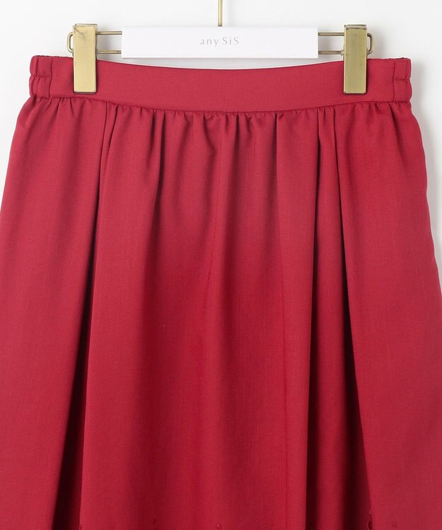 ANY SIS 【洗える】カットワークエンブロイダリー スカート レッド