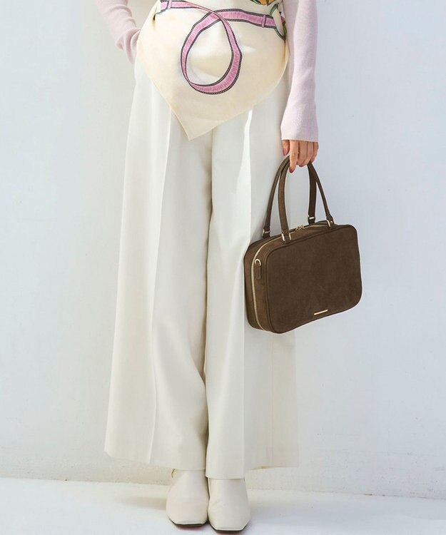 23区 S 【滝沢眞規子さん着用/CanCam11月号掲載】ナチュラルストレッチサキソニー タック ワイド パンツ アイボリー系