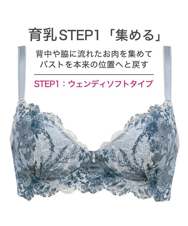 BRADELIS New York 【BRADELIS New York / 育乳補整ブラ・STEP1 集める】ウェンディソフトステップ1ブラ25S1 補正下着 補正 ブラジャー ブルー