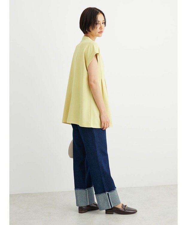 Green Parks フレンチスリーブタックブラウス Yellow
